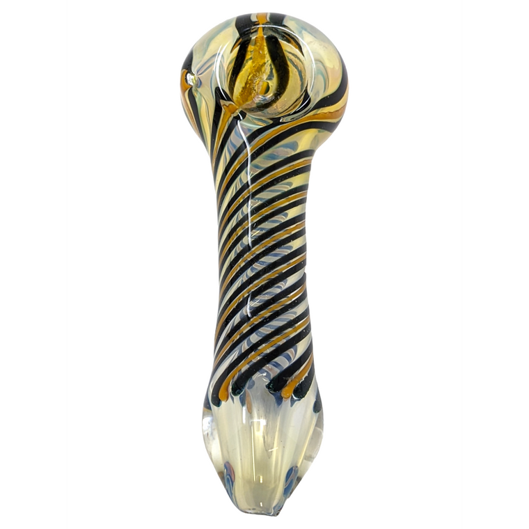 4" SILVER FUMED SWIRL ROAD ART HAND PIPE [XQ139]