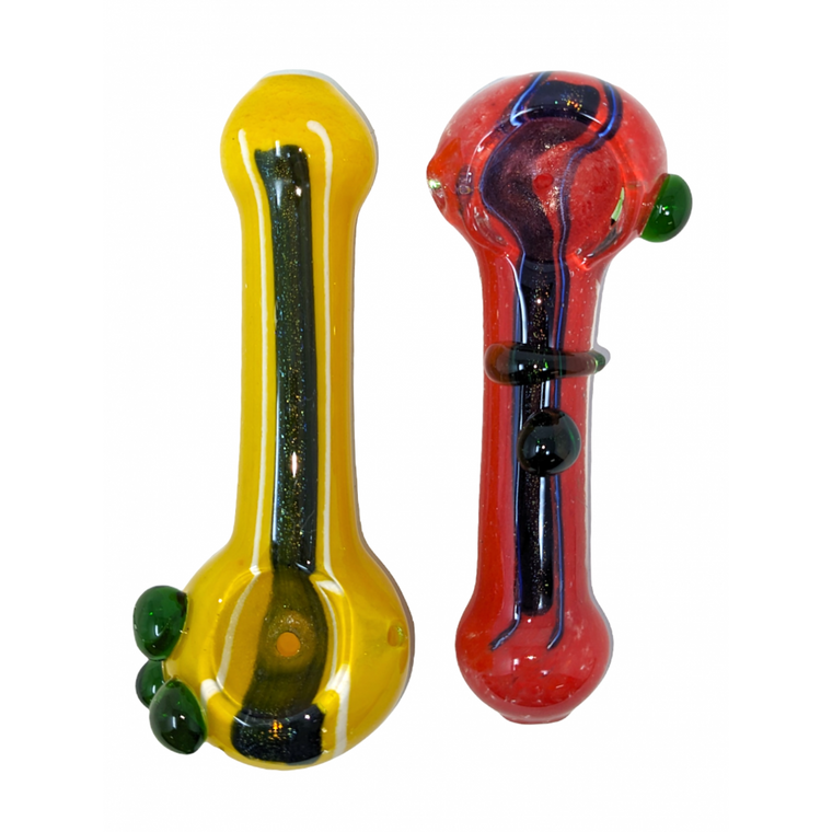 4" FRIT & DICRO ART HAND PIPE-ASSORTED DESIGN(PACK OF 2) - [ZD51]