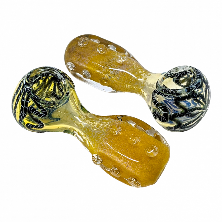 4.5" FRIT & FUMED MARBLE ART HAND PIPE (PACK OF 2) - [ZD125]