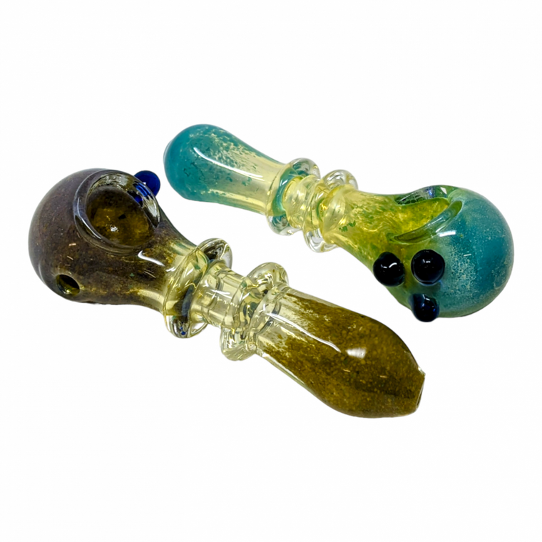 4.5" DOUBLE RIM FRIT ART HAND PIPE (PACK OF 2) - [ZD134]
