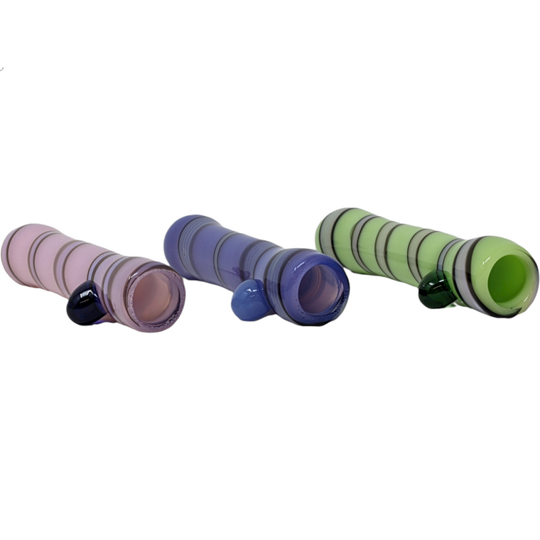 3" SLYME BLACK SPIRAL RIBBON TWIST CHILLUM HAND PIPE - (PACK OF 3) [RKP250]
