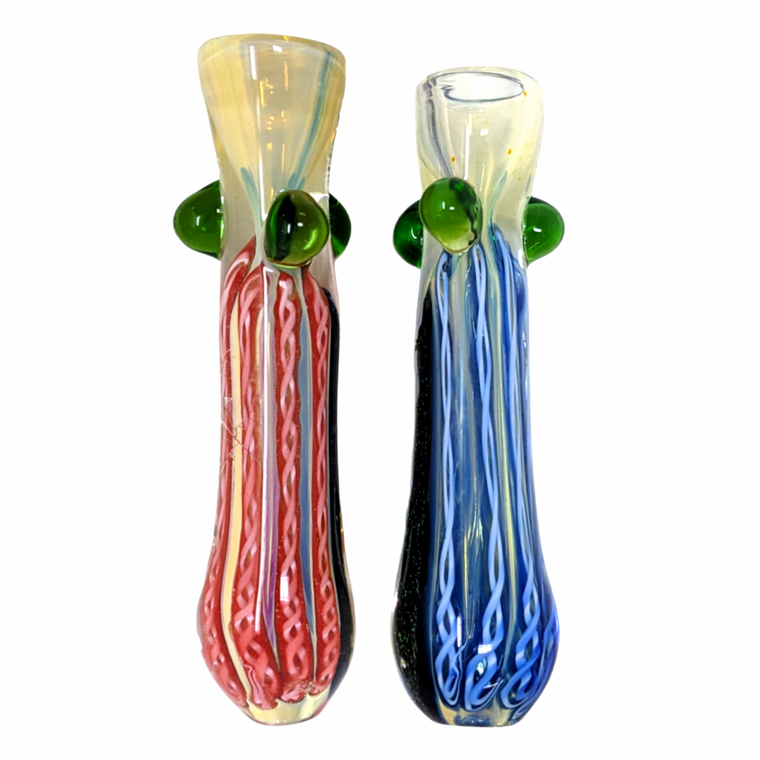 3" SILVER FUMED RIBBON & DICRO ART CHILLUM HAND PIPE - [PACK OF 2) [RKP284]