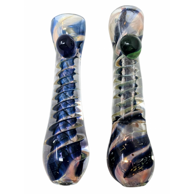 3" SILVER FUMED COIL DICRO ART CHILLUM HAND PIPE - [PACK OF 2) [RKP289]