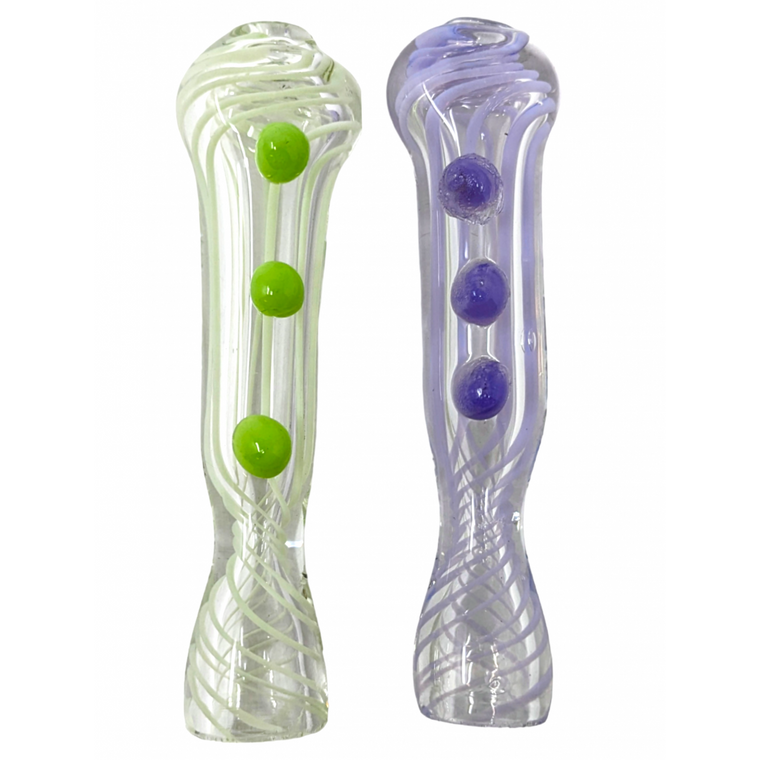 3" MARBLE TOP SLYME RIBBON FLAT MOUTH CHILLUM HAND PIPE - (PACK OF 2) [CH364]
