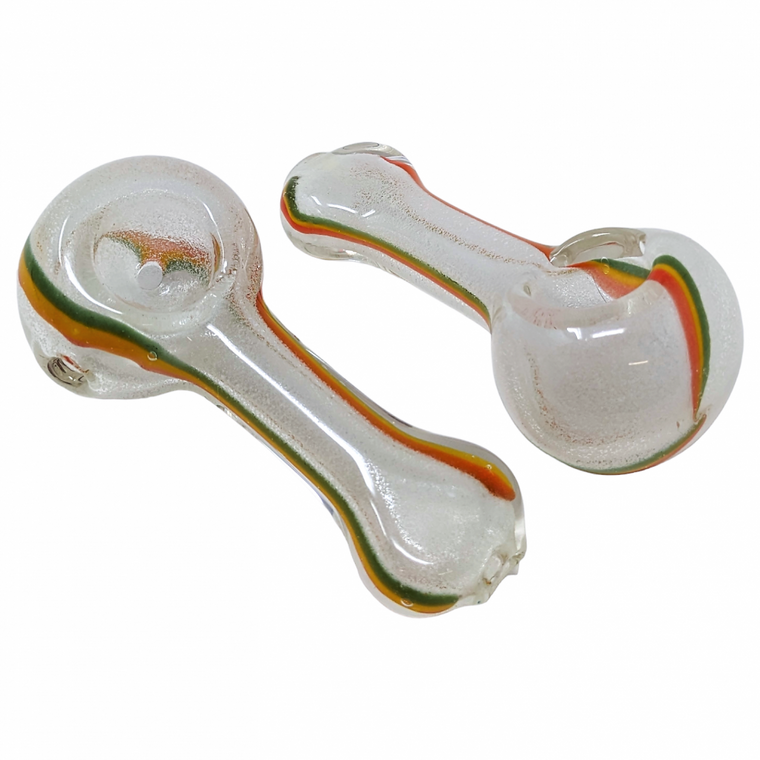 3" GLOW IN THE DARK RASTA ART FLAT MOUTH HAND PIPE (PACK OF 2) - [DJ576]