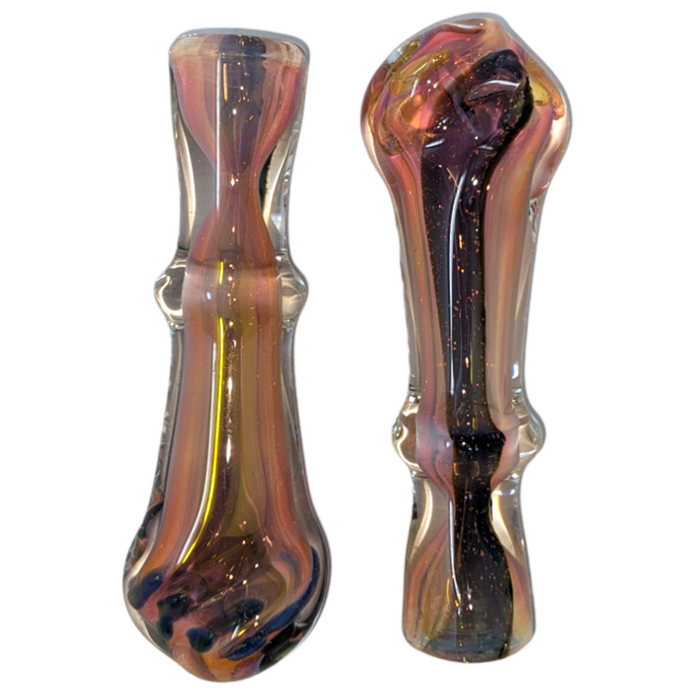 3'' GOLD FUMED GALAXY STRIPE TWIST MOUTH CHILLUM HAND PIPE - (PACK OF 2) [GWRKP9]