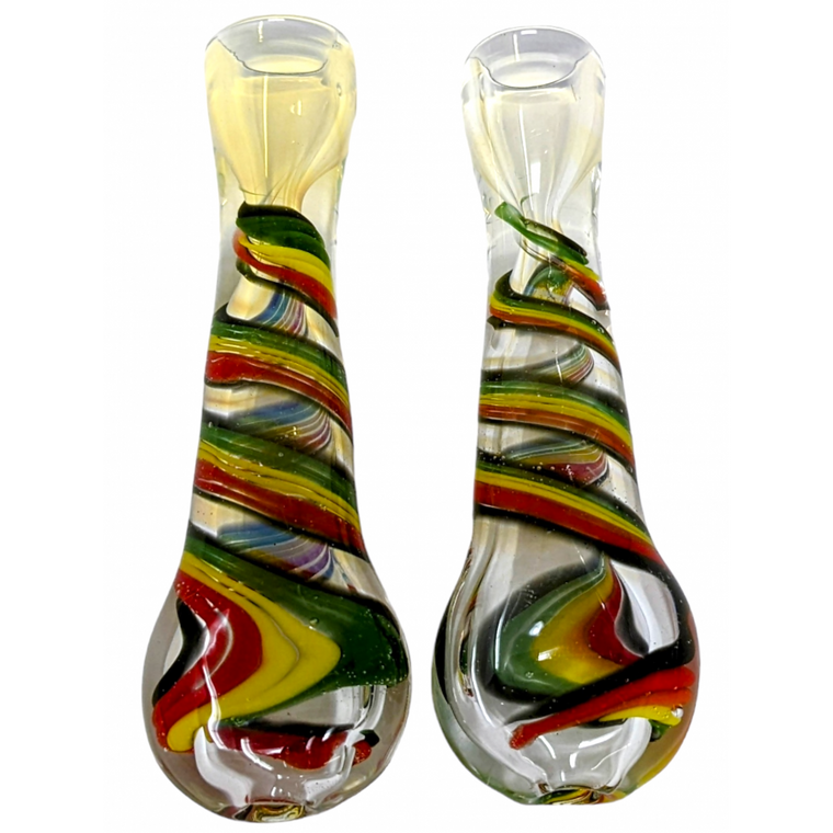 3.5" SILVER FUMED SPIRAL LINE FLAT MOUTH CHILLUM HAND PIPE (PACK OF 2) - [GWRKP145]
