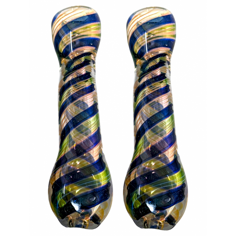 3.5" GOLD FUMED TWISTED DICRO ART CHILLUM HAND PIPE - (PACK OF 2) [RKP278]