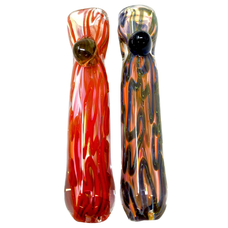 3.5" GOLD FUMED SQUIGGLY LINE MARBLE CHILLUM HAND PIPE (PACK OF 2) - [GWRKP139]