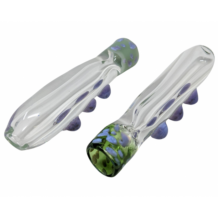 3.5" CLEAR BODY POLKA DOT BOWL CHILLUM HAND PIPE - (PACK OF 2) [GWRKP135]
