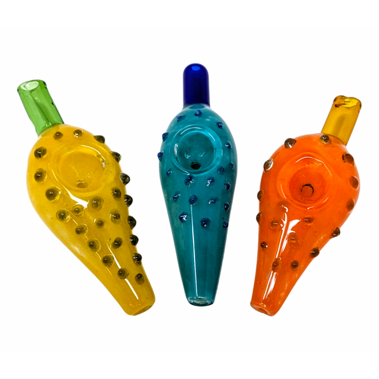 3.5" CARROT SHAPE FRIT ART HAND PIPE - [RKGS54]