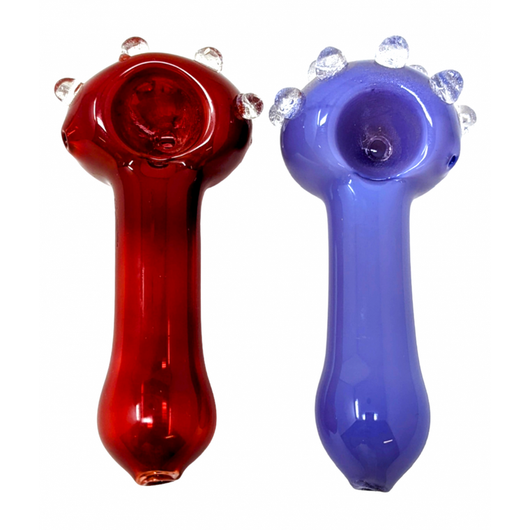 3.5" ASSORTED COLOR MULTI MARBLE HEAD SPOON HAND PIPE - (PACK OF 2) [ZD231]