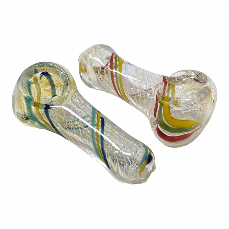 2.5" TWISTED LINE SILVER FUMED ART HAND PIPE (PACK OF 2) - [RJA54]
