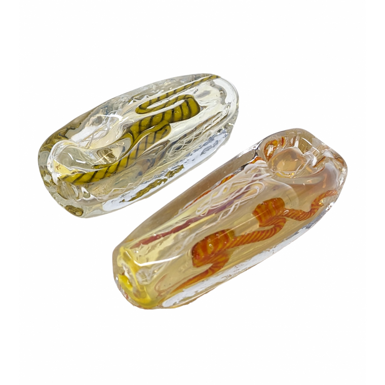 2.5" SILVER FUMED INSIDE SQUARE TWISTED ART HAND PIPE (PACK OF 2) - [SP30]