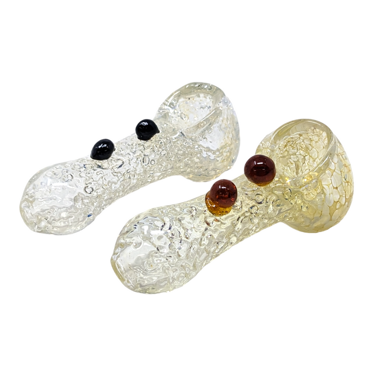 2.5" SILVER FUMED & FRIT ART SPOON HAND PIPE (PACK OF 2) - [SP96]