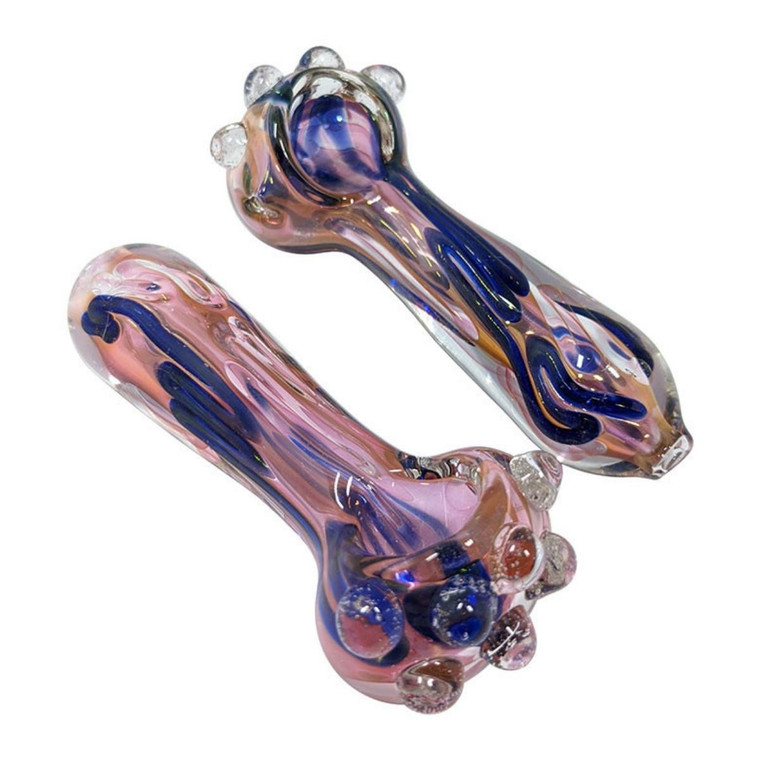 4" GOLD FUMED STUDDED HEAD SPOON HAND PIPE - PACK OF 2