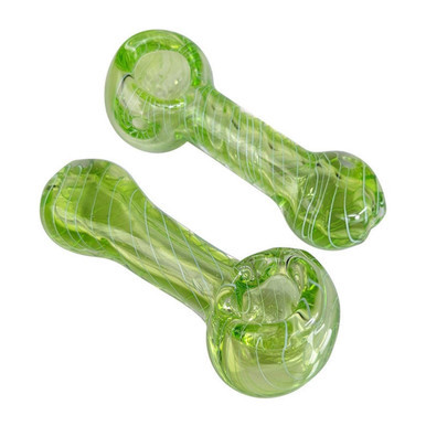 3.5" GREEN SPIRAL WORK SPOON HAND PIPE - PACK OF 2