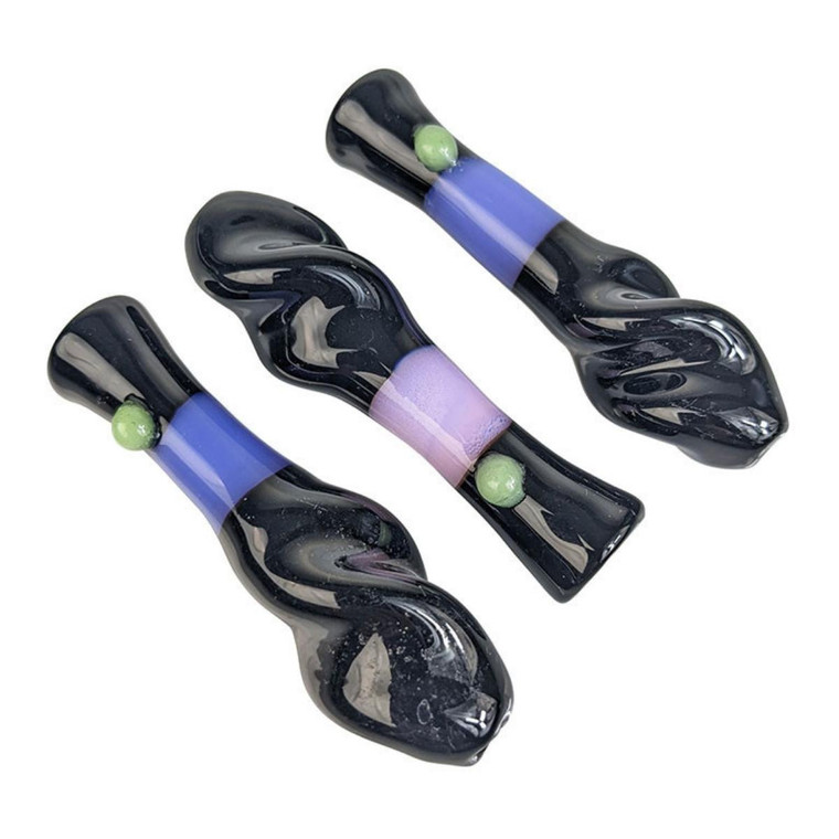 3.5" BLACK TUBE SLYME TWIST MOUTH CHILLUM HAND PIPE - PACK OF 3