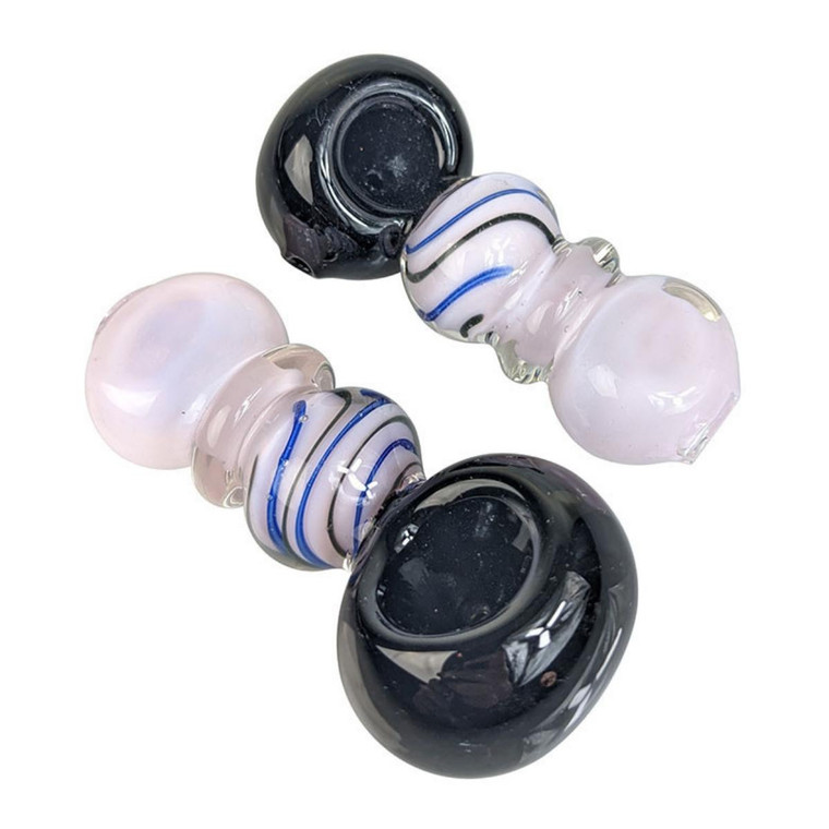 3.5" BLACK HEAD SINGLE RIM SPOON HAND PIPE - PACK OF 2