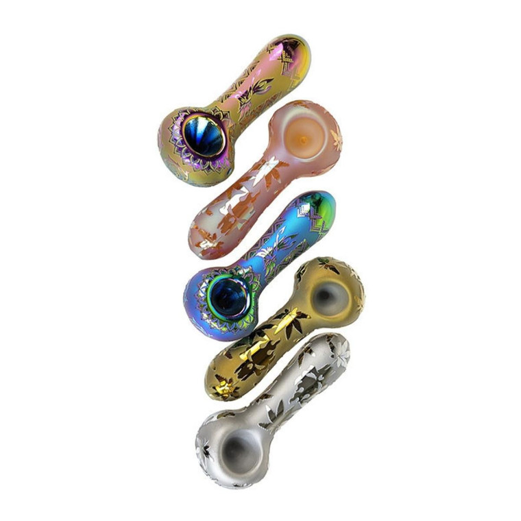 4" SAND BLASTED ELECTRO PLATED SPOON HAND PIPE