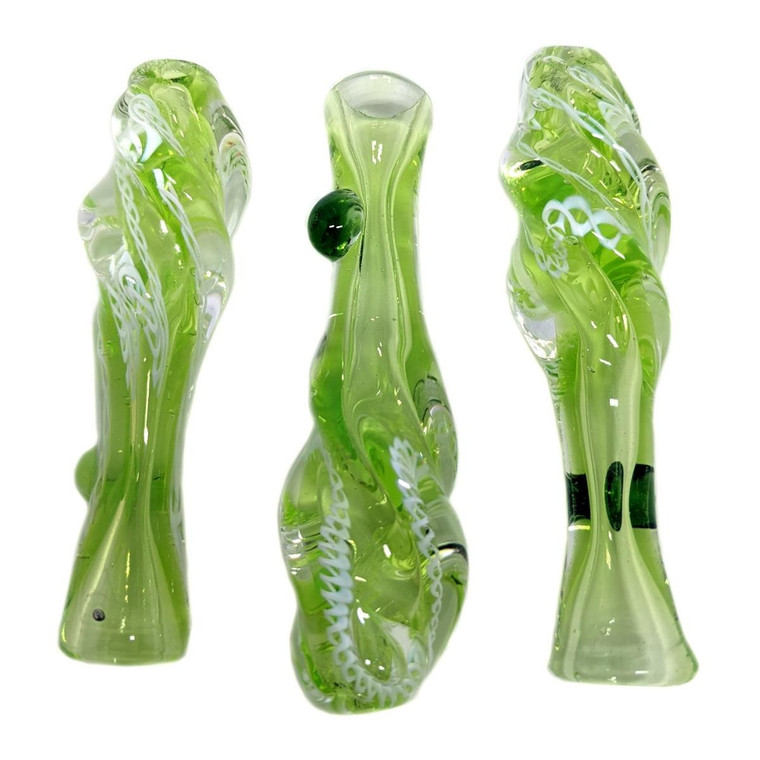 3.5" LIME TWIST MOUTH CHILLUM HAND PIPE - PACK OF 3