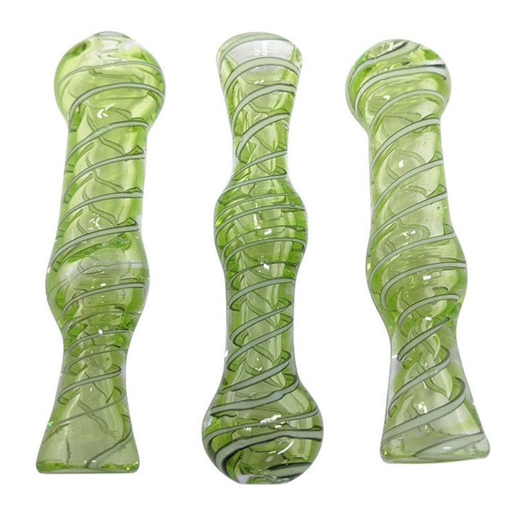 4" LIME SLYME SPIRAL BUBBLE CHILLUM HAND PIPE - PACK OF 3