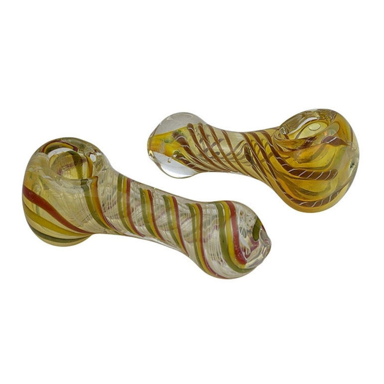3" SILVER FUMED SPIRAL WEB WORK SPOON HAND PIPE - PACK OF 2