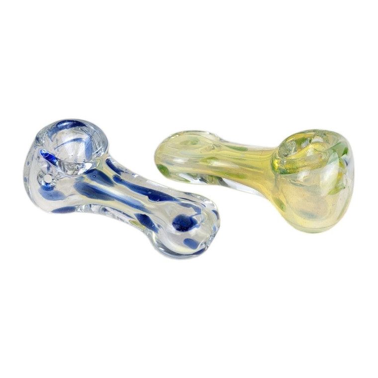 2.5" SILVER FUMED FLAT MOUTH SPOON HAND PIPE - ASSORTED PACK OF 2
