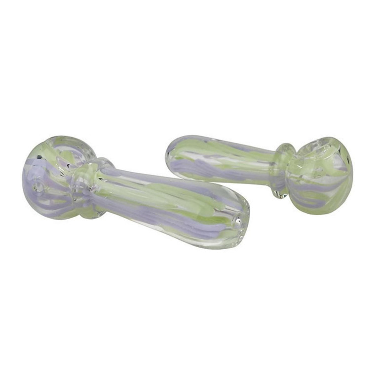 3.5" SLYME PURPLE & GREEN SQUIGGLE SPOON HAND PIPE - PACK OF 2