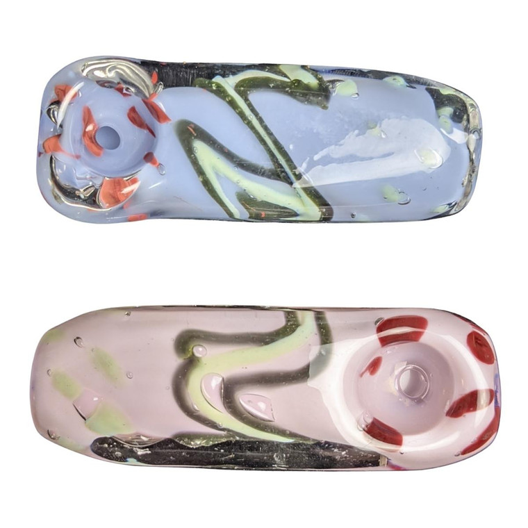 3.5" SQUARE BODY SLYME RED SQUIGGLE SPOON HAND PIPE - PACK OF 2