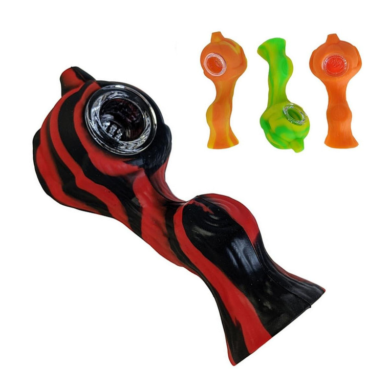 4.7" SILICONE PUMPKIN HAND PIPE - ASSORTED