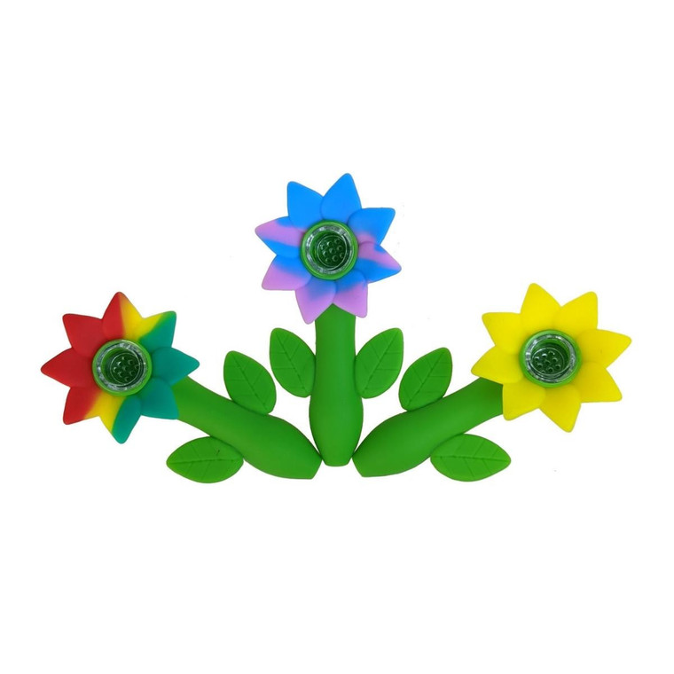 4.5" SILICONE SUNFLOWER SPOON HAND PIPE - ASSORTED
