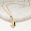 14kt Gold Lab Sapphire and Diamond Con Shell Necklace