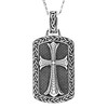 Large Sterling Silver Men's Celtic Cross Dog Tag Necklace