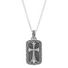 Large Sterling Silver Men's Celtic Cross Dog Tag Necklace