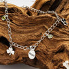 Sterling Silver Irish Shamrock Bracelet with Green Peridot Cubic Zirconia Charms
