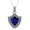 Sterling Silver Men's Blue Lapis Celtic Knot Shield Necklace