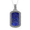 Sterling Silver Men's Blue Lapis Celtic Knot Dog Tag Pendant