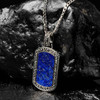 Sterling Silver Men's Blue Lapis Celtic Knot Dog Tag Pendant