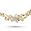 14kt Gold Lab Sapphire and Diamond Star Fish Necklace