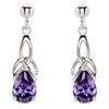 Sterling Silver Cubic Zirconia Amethyst Trinity Knot Earrings