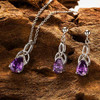 Sterling Silver Cubic Zirconia Amethyst Trinity Knot Earrings