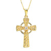14kt Gold with Round Lab Grown Diamond Celtic Cross Necklace