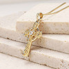 14kt Gold with Round Lab Grown Diamond Celtic Cross Necklace