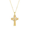 14kt Gold with Round Lab Grown Diamond Celtic Cross Necklace
