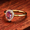 14kt Gold Vermeil Genuine Amythest Halo Ring