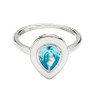 Sterling Silver Aqua CZ with white Enamel Ring