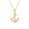 14K Gold Vermeil Anchor Necklace with Cubic Zirconias