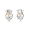 14kt Gold Lab Diamond Heart and Crown Stud Earrings