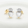 14kt Gold Lab Diamond Heart and Crown Stud Earrings